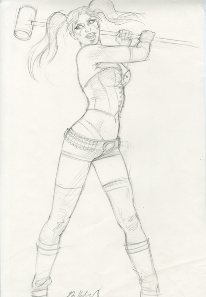 Mad Love - Harley Quinn - sketch #1, Greg Hildebrandt