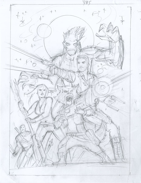 Guardians of the Galaxy - Cover - Rough #5, Greg Hildebrandt