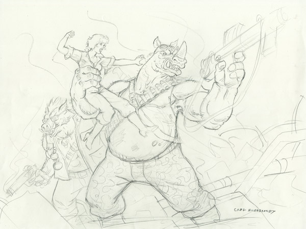 Bebop and Rocksteady - Sketch #1, Greg Hildebrandt
