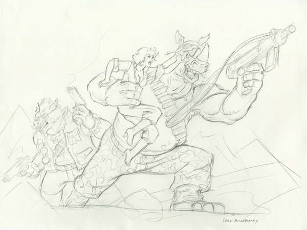 Bebop and Rocksteady - Sketch #2, Greg Hildebrandt
