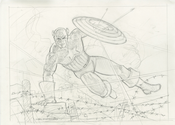 Captain America - Into Battle - Sketch, Greg Hildebrandt