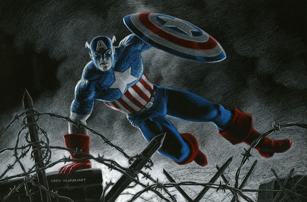Captain America - Into Battle - Black Board, Greg Hildebrandt