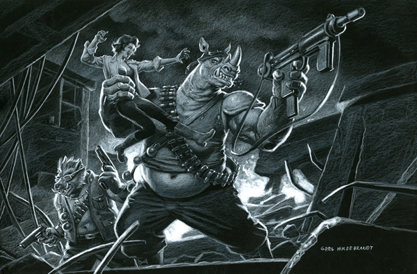 Bebop and Rocksteady - Black Board, Greg Hildebrandt