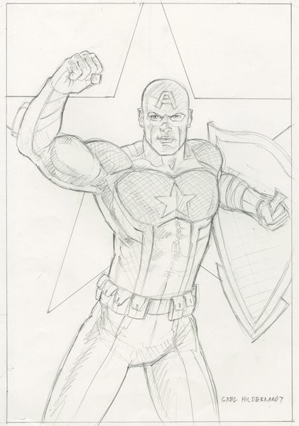 Captain America - Prostate Cancer Variant - Sketch, Greg Hildebrandt