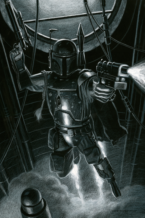 Boba Fett - Black Board, Greg Hildebrandt