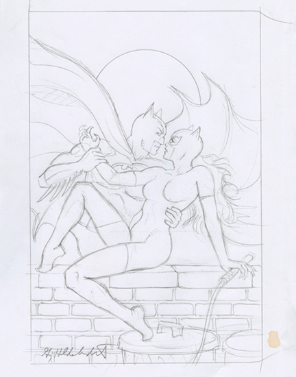 Catwoman and Batman - Final Sketch, Greg Hildebrandt
