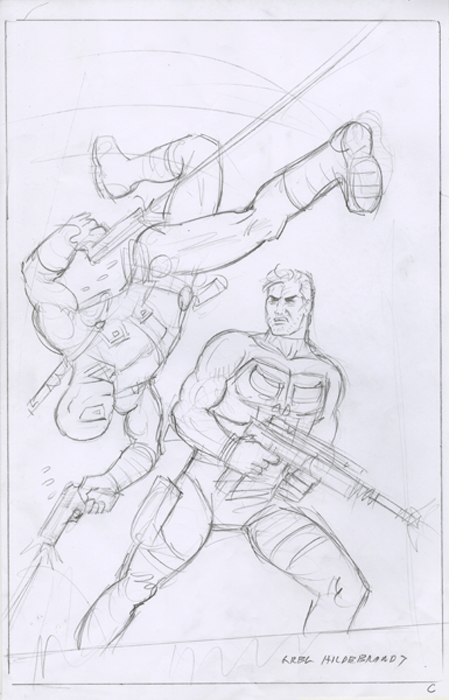 Deadpool v Punisher - Sketch C, Greg Hildebrandt