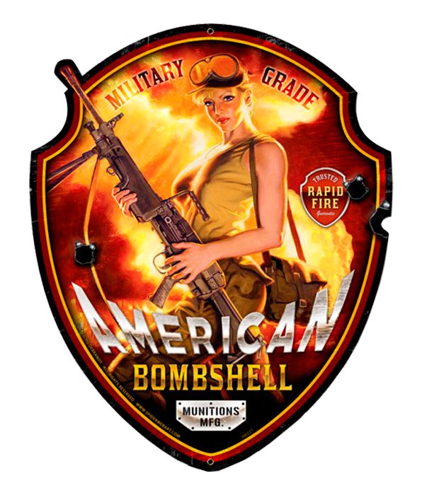 American Bombshell - Vintage Tin Sign -  Shaped , Greg Hildebrandt
