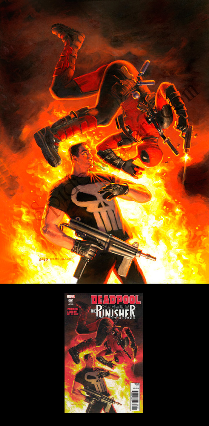 Greg Hildebrandt | Comic Book Cover Deadpool v Punisher | Spiderweb Art Gallery