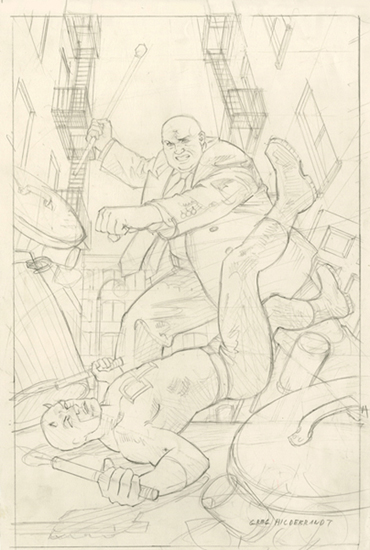 Daredevil V Kingpin - Final Sketch, Greg Hildebrandt