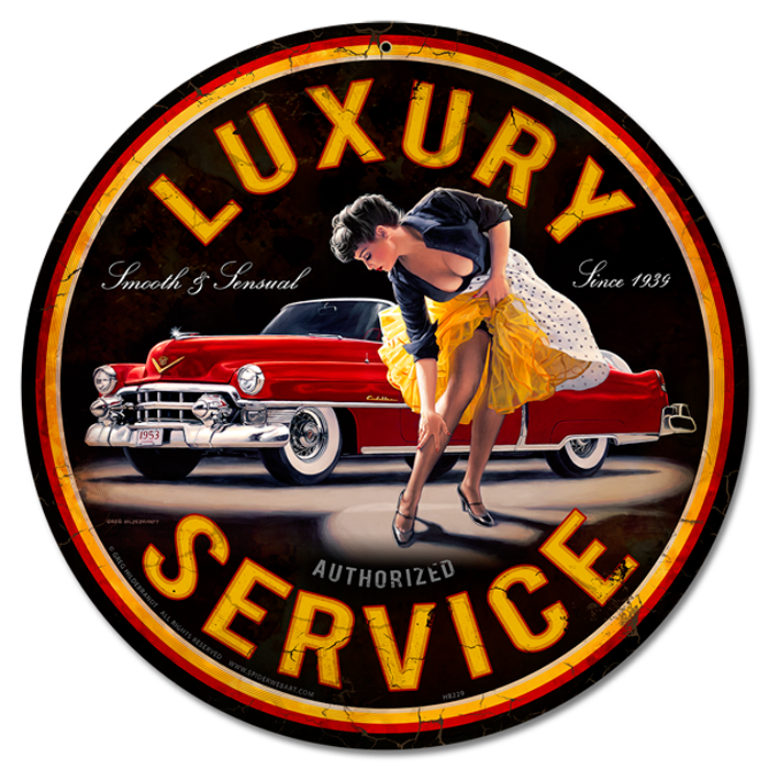 Smooth and Sensual - Vintage Tin Sign - Round - Large, Greg Hildebrandt