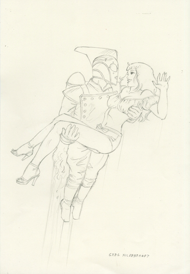 The Rocketeer and Bettie Page - Sketch, Greg Hildebrandt