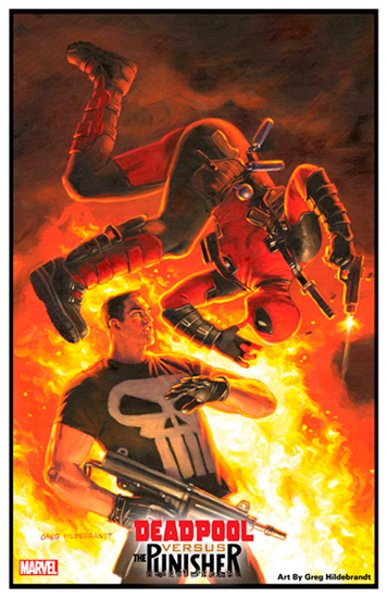 Deadpool v Punisher - Marvel Cover Print 11x17, Greg Hildebrandt