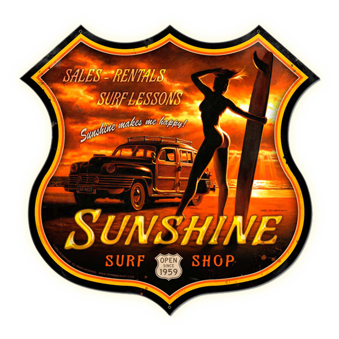 Sunshine Makes Me Happy - Tin Sign - Shaped - Large, Greg Hildebrandt