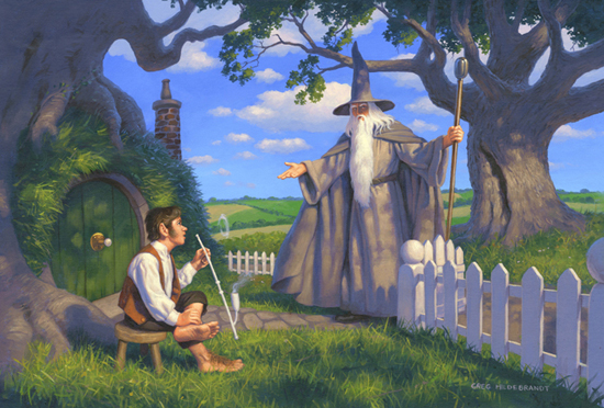 Gandalf Visits Bilbo - 2018 Commission - Photo Print - Large, Greg Hildebrandt