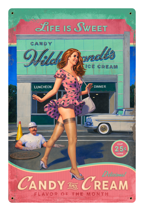 Candy and Cream - Vintage Tin Sign, Greg Hildebrandt