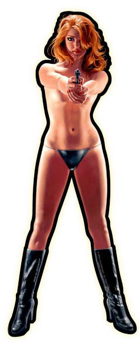 License to Kill - Vintage Tin Sign - Cut Out Girl - LARGE, Greg Hildebrandt