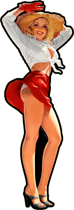 American Beauty - Vintage Tin Sign - Cut Out Girl, Greg Hildebrandt