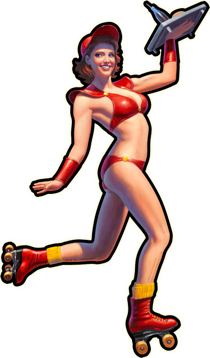 Car Hop - Vintage Tin Sign - Cut Out Girl - LARGE, Greg Hildebrandt