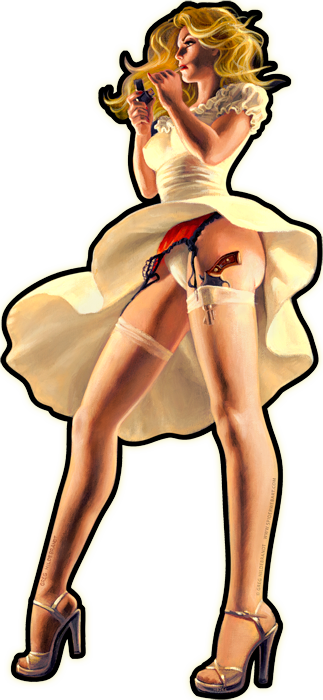 Saturday Night Special - Vintage Tin Sign - Cut Out Girl - LARGE, Greg Hildebrandt