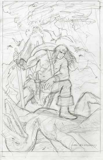 Conan Cover Preliminary Sketch, Greg Hildebrandt