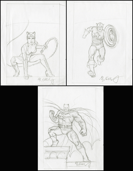 Sketch Bundle Captain America, Catwoman and Batman, Greg Hildebrandt