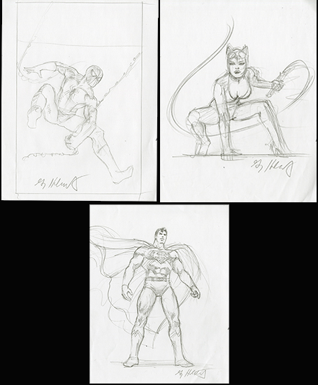Sketch Bundle Spider-man, Catwoman and Superman, Greg Hildebrandt