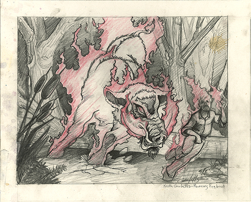 Goretusk Firebeast - Preliminary Drawing, Keith Garletts