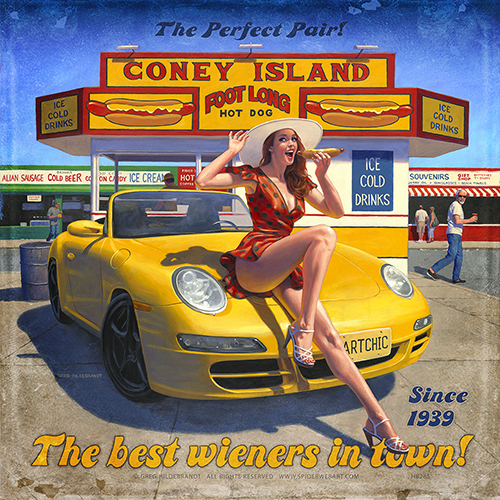 Foot Long - Vintage Tin Sign - Square X-Large, Greg Hildebrandt