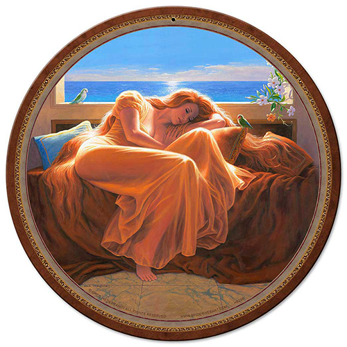 Flaming June - Vintage Tin Sign - Round - Large, Greg Hildebrandt
