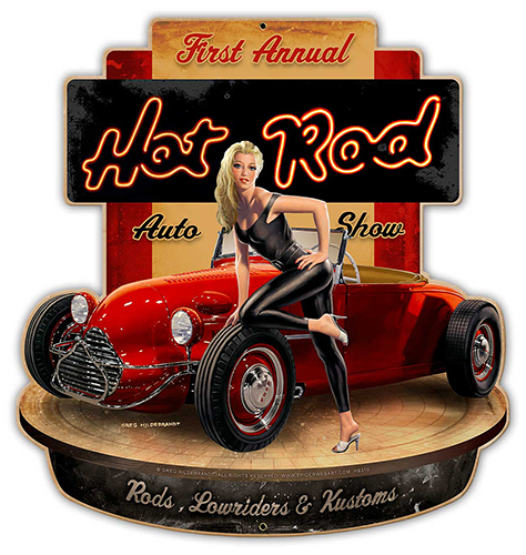 Hot Rod - Vintage Tin Sign - X-Large , Greg Hildebrandt