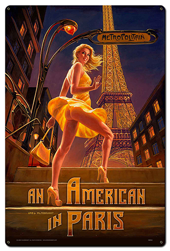 American in Paris - Tin Sign - XL, Greg Hildebrandt